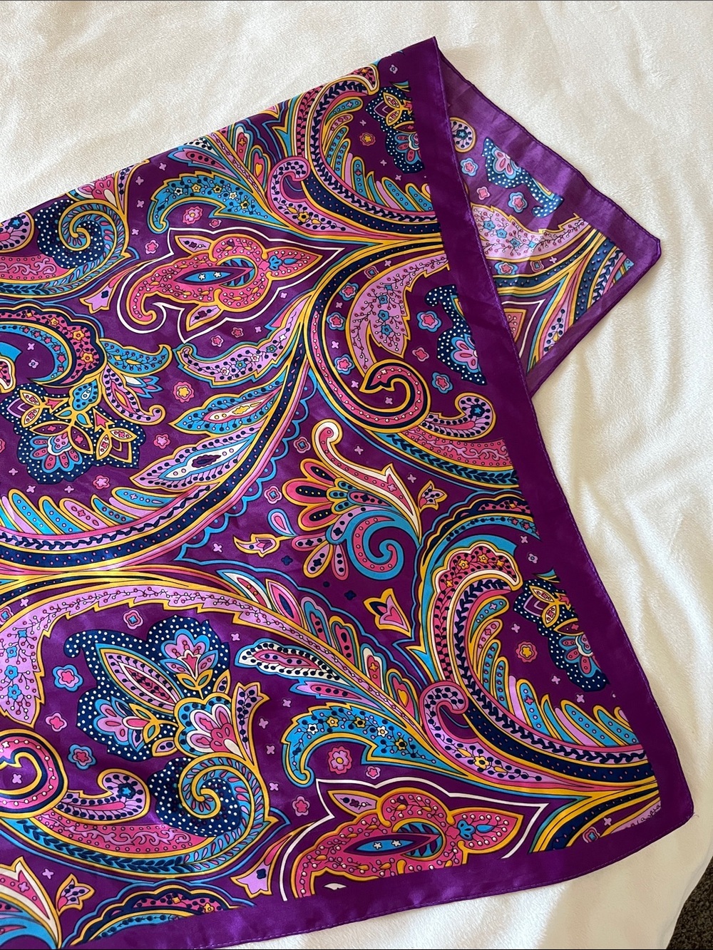 Purple Paisley Decorative silk scarf - Picture 3 of 6